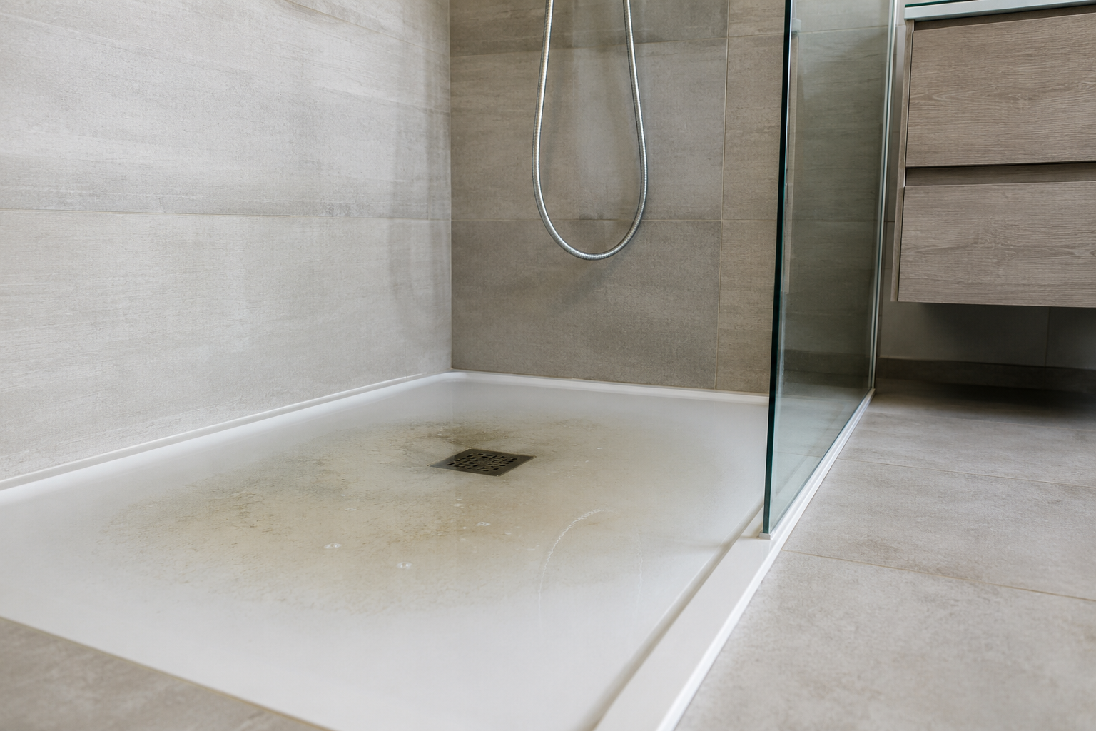  Douche bouchée et siphon inaccessible